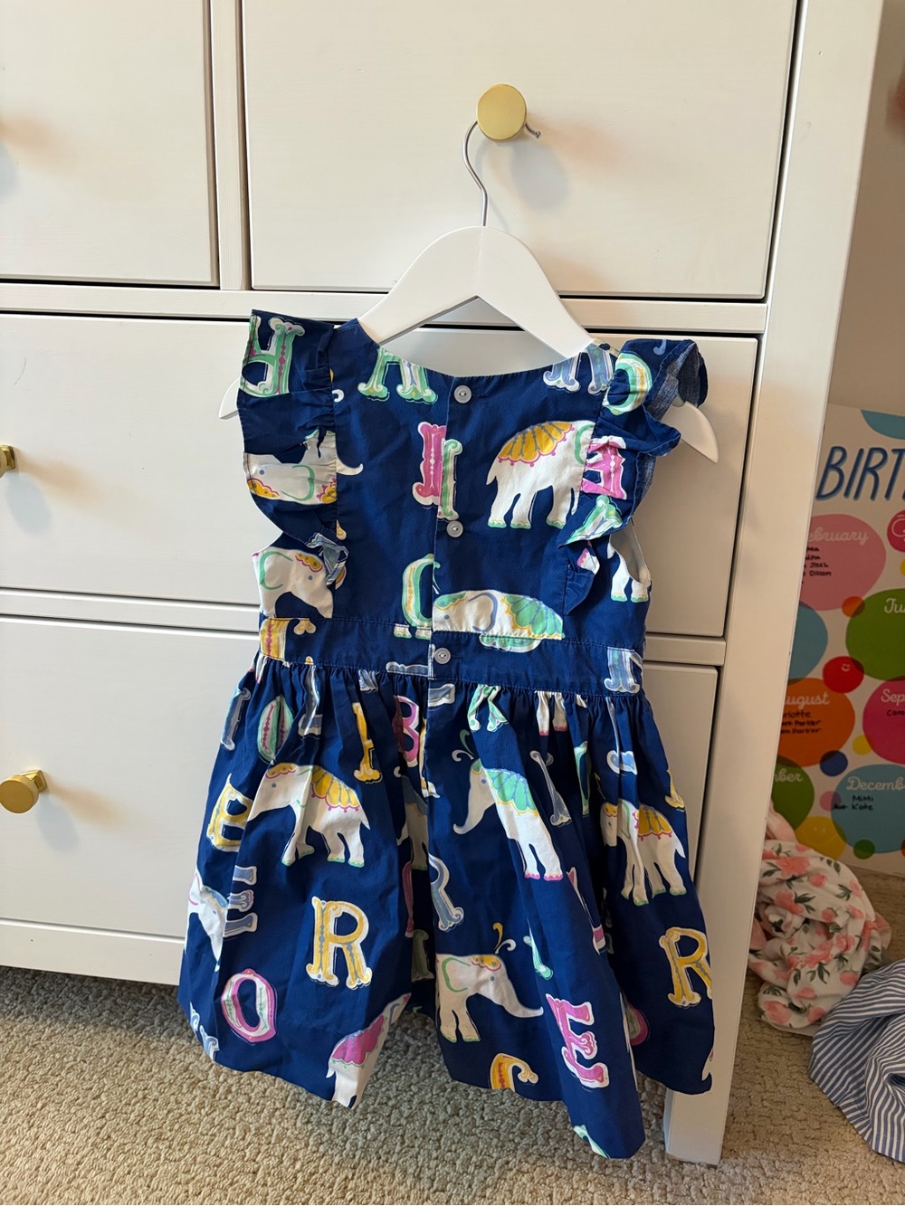 Eleanor Rose Elephant Print Dress Girls 3-4 Flutter Sleeve